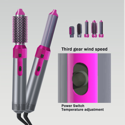 5-in-1 Hot Air Brush Styler – Ceramic Hair Dryer, Curler & Volumizer for Salon-Style Hair