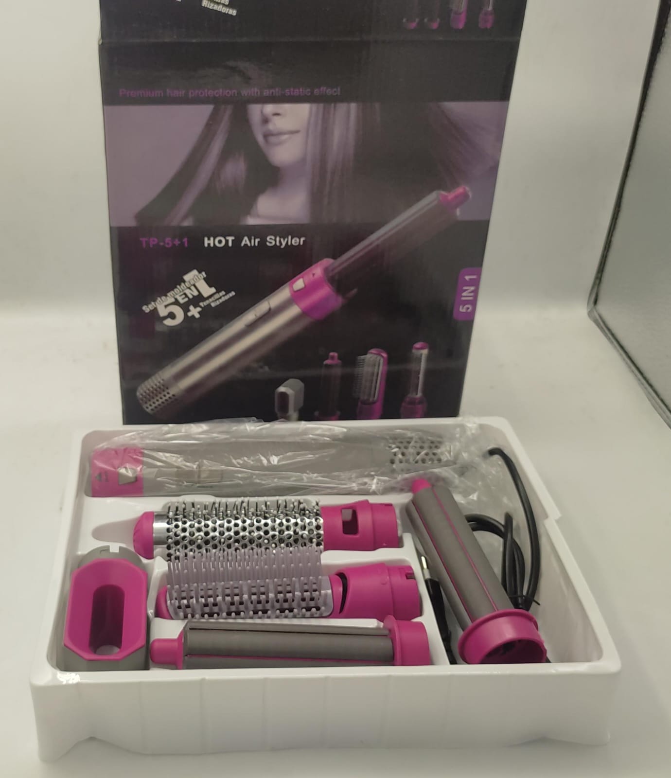 5-in-1 Hot Air Brush Styler – Ceramic Hair Dryer, Curler & Volumizer for Salon-Style Hair