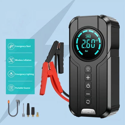 Portable Jump Starter with Air Pump – 150 PSI Wireless Tire Inflator & Emergency Power Bank