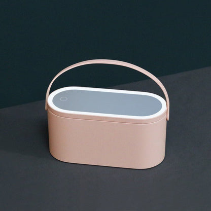 💄 Portable LED Light Storage Box Makeup Mirror – Smart Beauty Organizer
