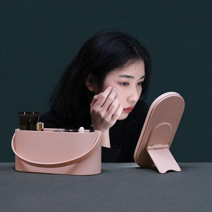 💄 Portable LED Light Storage Box Makeup Mirror – Smart Beauty Organizer