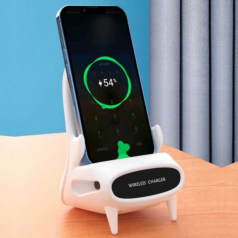 Portable Mini Chair Wireless Charger & Phone Holder – 10W Fast Charging Desk Stand