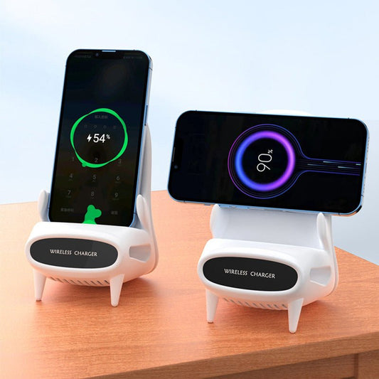 Portable Mini Chair Wireless Charger & Phone Holder – 10W Fast Charging Desk Stand