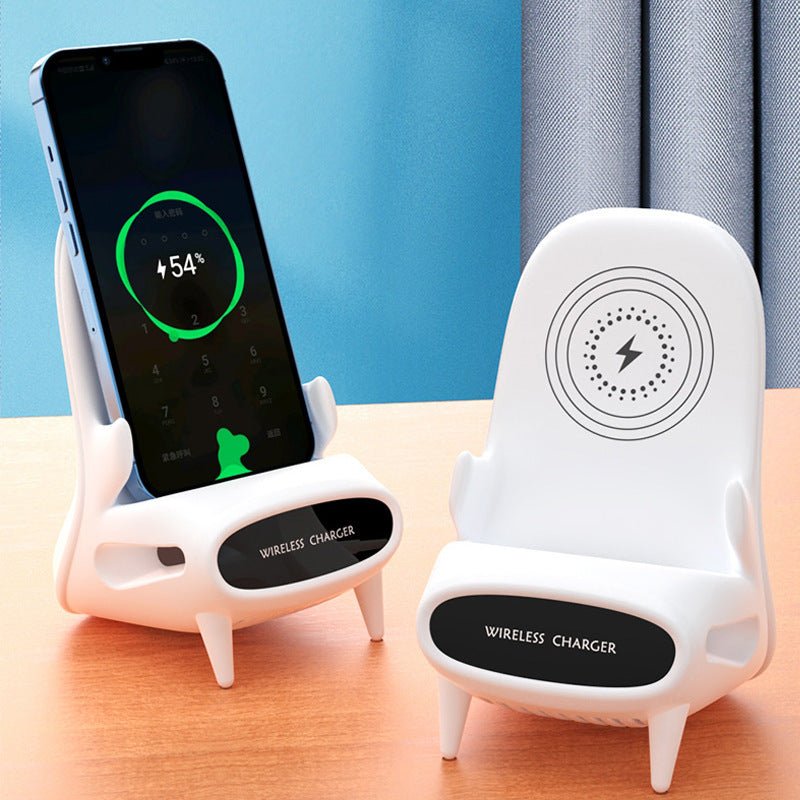 Portable Mini Chair Wireless Charger & Phone Holder – 10W Fast Charging Desk Stand