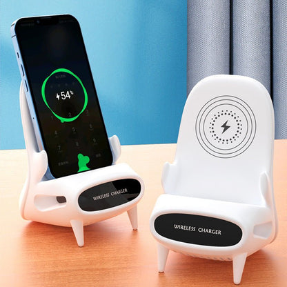 Portable Mini Chair Wireless Charger & Phone Holder – 10W Fast Charging Desk Stand