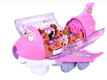 Rotating Electric Airplane Toy – 360° Lights & Sound Bump-and-Go Kids Plane