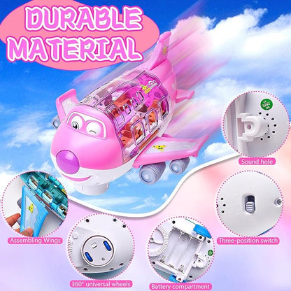 Rotating Electric Airplane Toy – 360° Lights & Sound Bump-and-Go Kids Plane