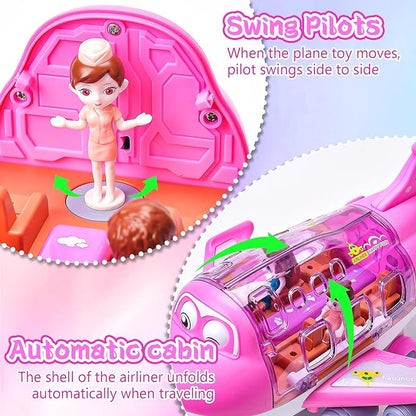 Rotating Electric Airplane Toy – 360° Lights & Sound Bump-and-Go Kids Plane