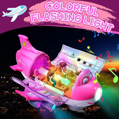 Rotating Electric Airplane Toy – 360° Lights & Sound Bump-and-Go Kids Plane