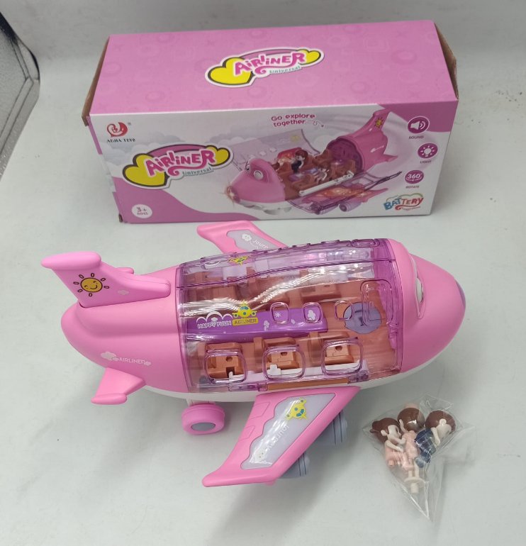 Rotating Electric Airplane Toy – 360° Lights & Sound Bump-and-Go Kids Plane